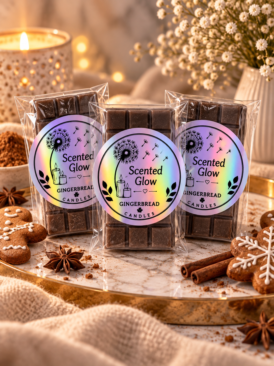 Scented Glow Cosy Gingerbread Soy Wax Melts Warm Spiced Home Fragrance for your home.