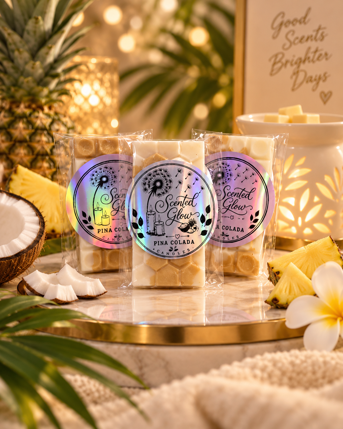 Piña Colada Wax Melts Creamy Coconut Juicy Pineapple Sweet Tropical Notes for Fresh Beachy Home Fragrance