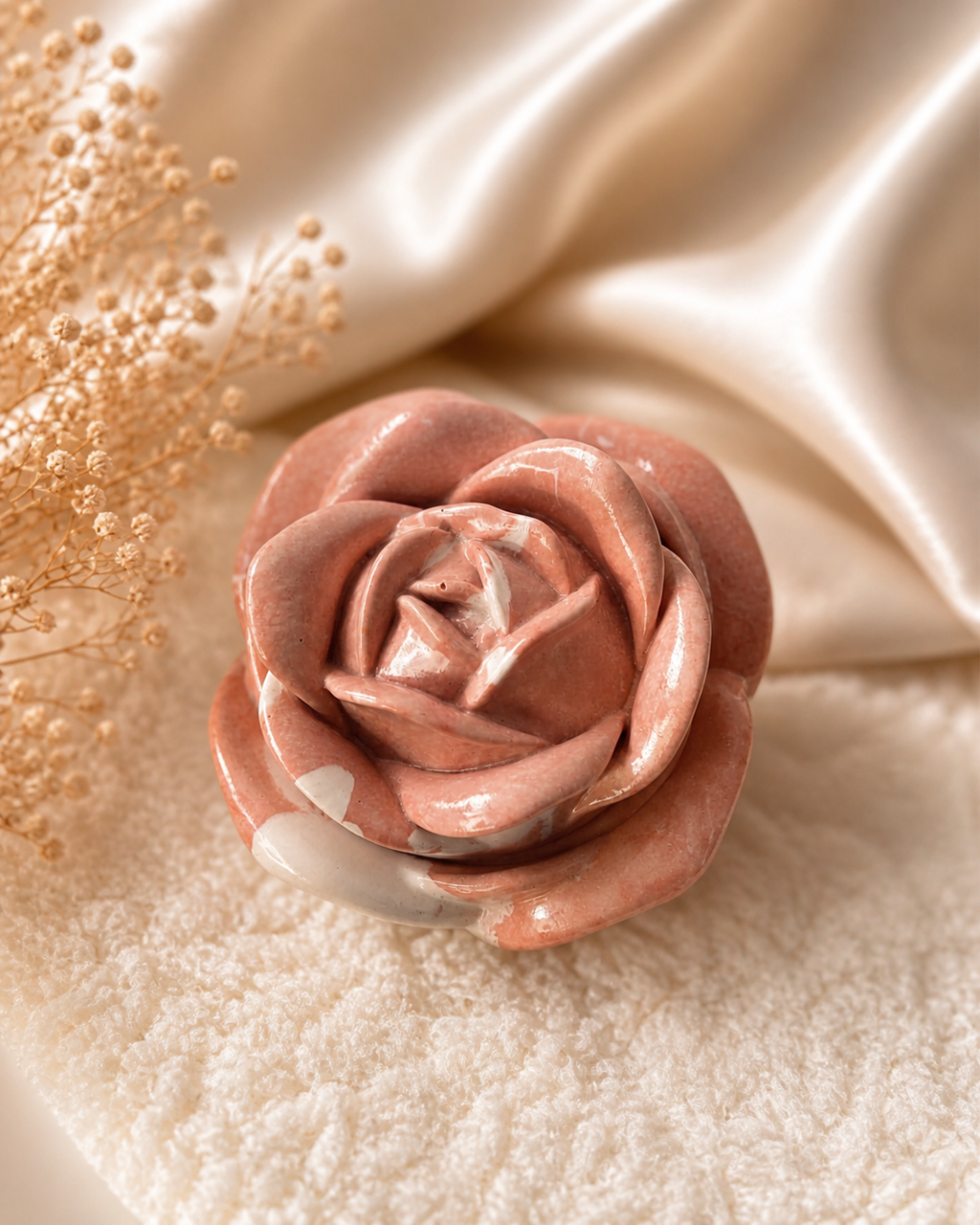Stunning !! Pink & White Marbled Rose Pot Candle Cherry Blossom Scented Soy Wax with Soft Floral Notes for Fresh Elegant Home Fragrance Gift