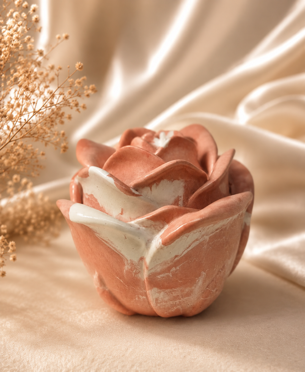 Stunning !! Pink & White Marbled Rose Pot Candle Cherry Blossom Scented Soy Wax with Soft Floral Notes for Fresh Elegant Home Fragrance Gift