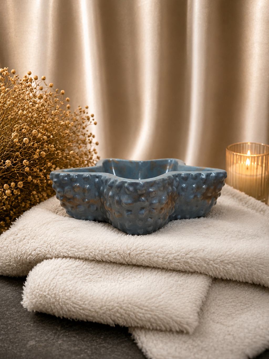 Gorgeous Acrylic Gypsum Pot in Rich Teal with Gold Accents - Decorative or Soy Wax Filled for Luxury Home Décor