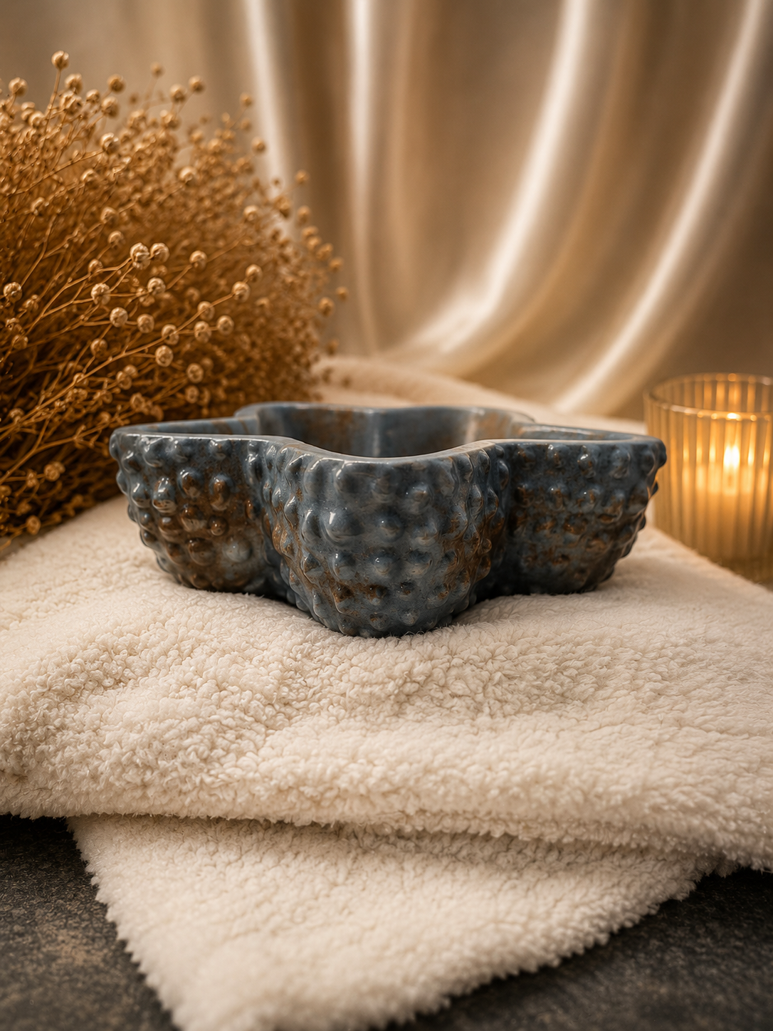 Gorgeous Acrylic Gypsum Pot in Rich Teal with Gold Accents - Decorative or Soy Wax Filled for Luxury Home Décor