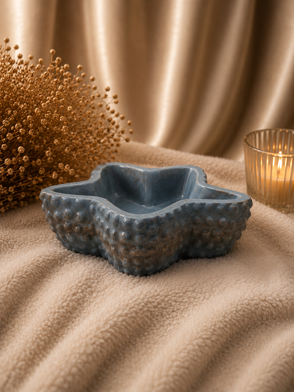 Gorgeous Acrylic Gypsum Pot in Rich Teal with Gold Accents - Decorative or Soy Wax Filled for Luxury Home Décor