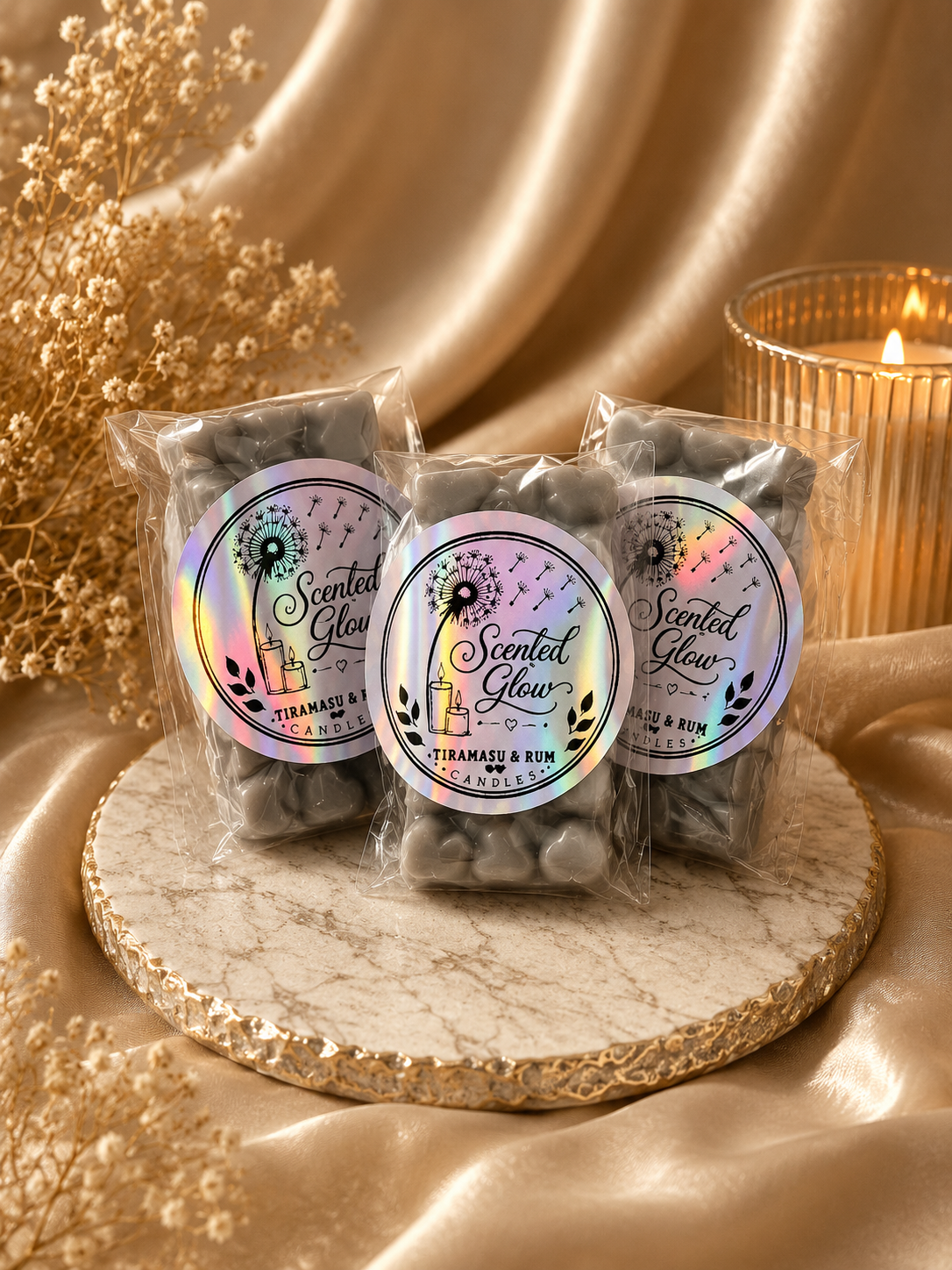Scented Glow Tiramisu & Rum Wax Melts - Rich Indulgent Fragrance with Creamy Coffee Vanilla Cocoa & Rum Notes for Cozy Home Atmosphere